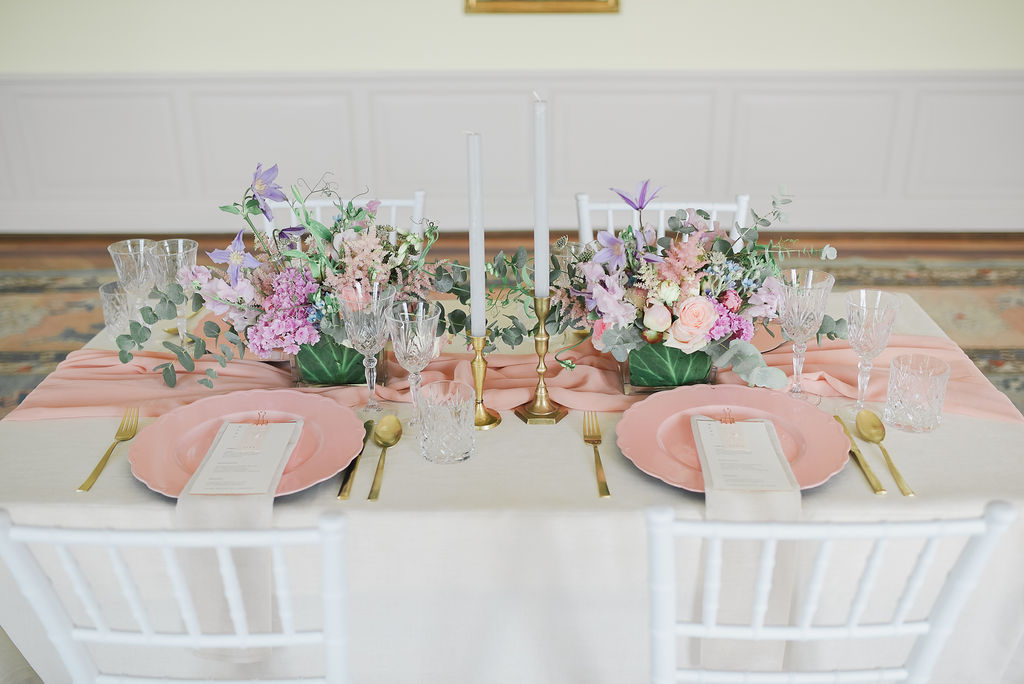 Tischdeko im Pastel Look auf einer Hochzeit im Hotel Louis C. Jacob Hamburg